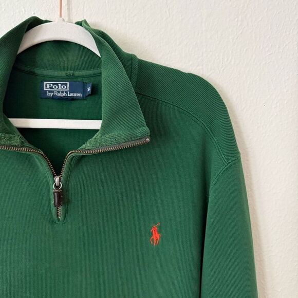 Vintage 90s Polo Ralph Lauren Men's Size XL Green Pullover 1/4 Zip Sweater - Picture 2 of 10